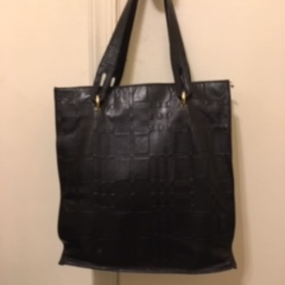 Black Patterned Leather Tote